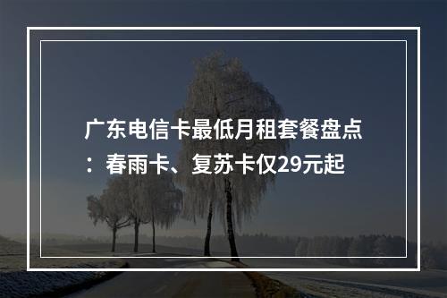 广东电信卡最低月租套餐盘点：春雨卡、复苏卡仅29元起