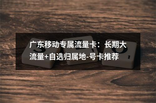 广东移动专属流量卡：长期大流量+自选归属地-号卡推荐