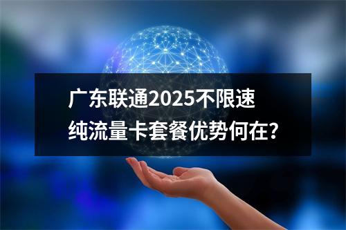 广东联通2025不限速纯流量卡套餐优势何在？