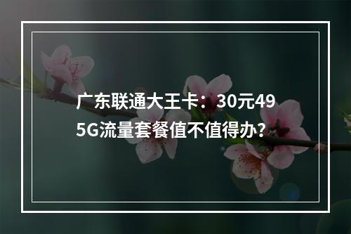 广东联通大王卡：30元495G流量套餐值不值得办？