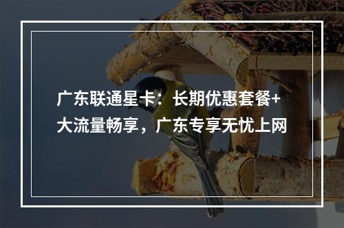 广东联通星卡：长期优惠套餐+大流量畅享，广东专享无忧上网