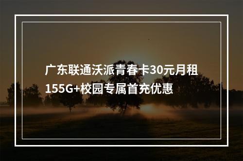 广东联通沃派青春卡30元月租155G+校园专属首充优惠