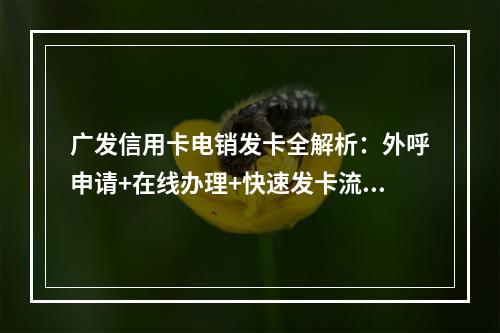 广发信用卡电销发卡全解析：外呼申请+在线办理+快速发卡流程