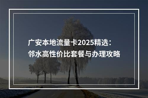广安本地流量卡2025精选：邻水高性价比套餐与办理攻略