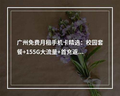 广州免费月租手机卡精选：校园套餐+155G大流量+首充返现