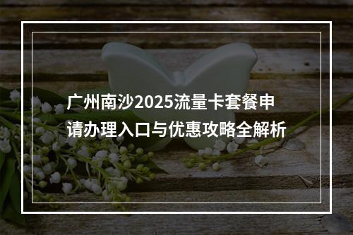 广州南沙2025流量卡套餐申请办理入口与优惠攻略全解析