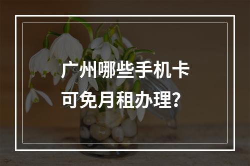 广州哪些手机卡可免月租办理？