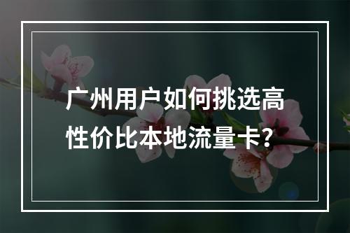 广州用户如何挑选高性价比本地流量卡？