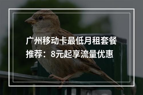 广州移动卡最低月租套餐推荐：8元起享流量优惠