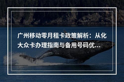 广州移动零月租卡政策解析：从化大众卡办理指南与备用号码优势