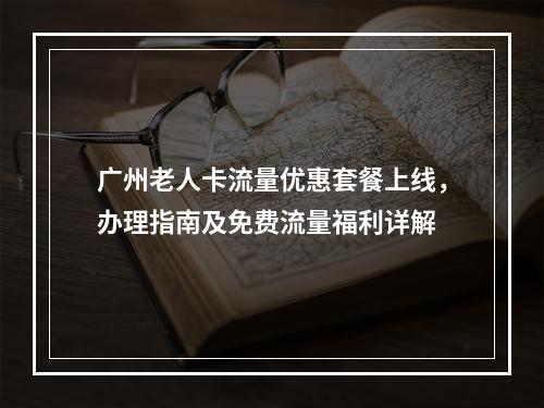 广州老人卡流量优惠套餐上线，办理指南及免费流量福利详解