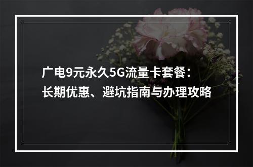 广电9元永久5G流量卡套餐：长期优惠、避坑指南与办理攻略