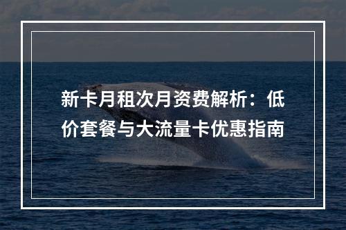 新卡月租次月资费解析：低价套餐与大流量卡优惠指南