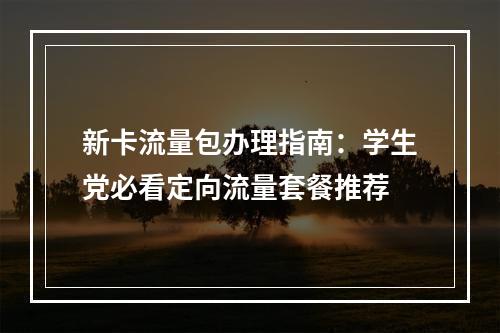 新卡流量包办理指南：学生党必看定向流量套餐推荐