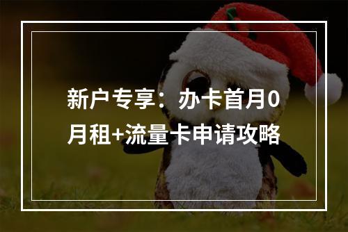 新户专享：办卡首月0月租+流量卡申请攻略