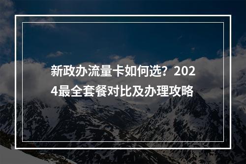 新政办流量卡如何选？2024最全套餐对比及办理攻略