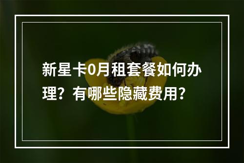 新星卡0月租套餐如何办理？有哪些隐藏费用？