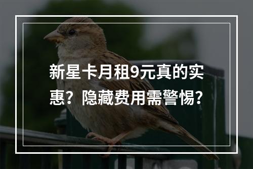 新星卡月租9元真的实惠？隐藏费用需警惕？