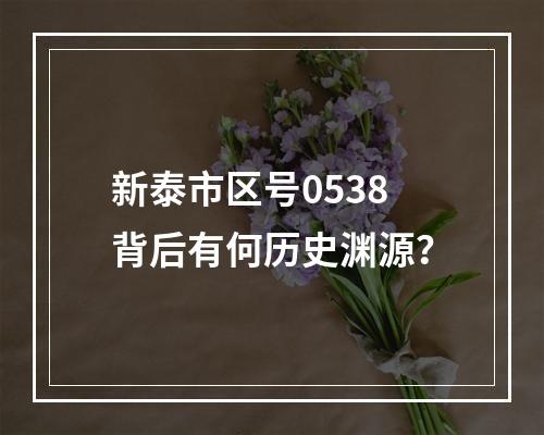 新泰市区号0538背后有何历史渊源？