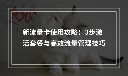 新流量卡使用攻略：3步激活套餐与高效流量管理技巧