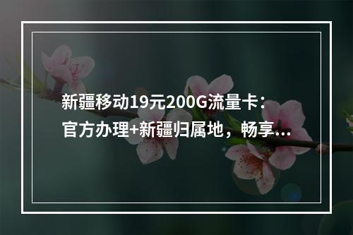 新疆移动19元200G流量卡：官方办理+新疆归属地，畅享大流量