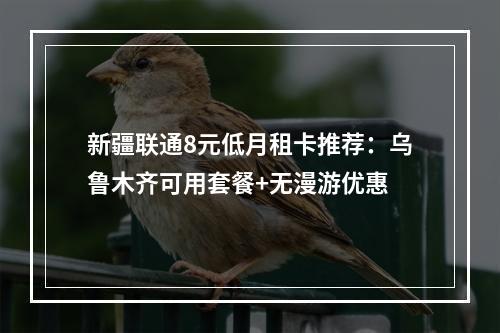 新疆联通8元低月租卡推荐：乌鲁木齐可用套餐+无漫游优惠