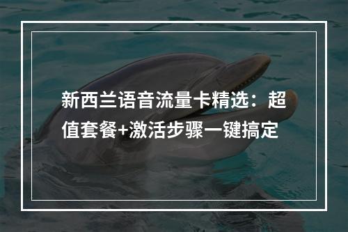 新西兰语音流量卡精选：超值套餐+激活步骤一键搞定