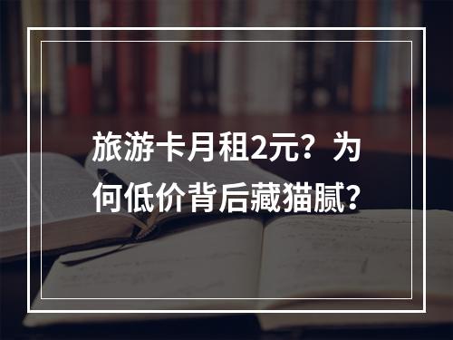 旅游卡月租2元？为何低价背后藏猫腻？