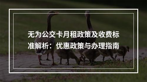 无为公交卡月租政策及收费标准解析：优惠政策与办理指南