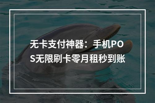 无卡支付神器：手机POS无限刷卡零月租秒到账