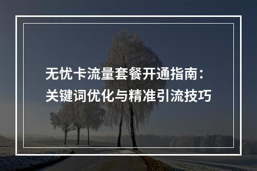无忧卡流量套餐开通指南：关键词优化与精准引流技巧