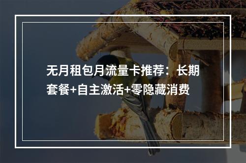 无月租包月流量卡推荐：长期套餐+自主激活+零隐藏消费