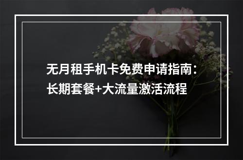 无月租手机卡免费申请指南：长期套餐+大流量激活流程