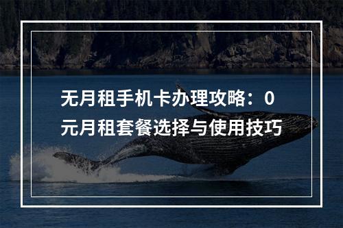 无月租手机卡办理攻略：0元月租套餐选择与使用技巧