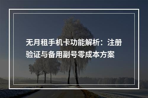 无月租手机卡功能解析：注册验证与备用副号零成本方案