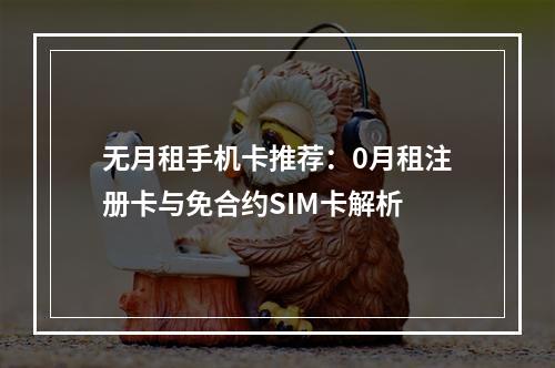 无月租手机卡推荐：0月租注册卡与免合约SIM卡解析