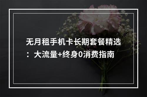 无月租手机卡长期套餐精选：大流量+终身0消费指南