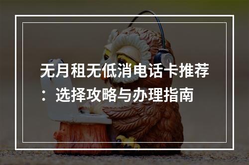 无月租无低消电话卡推荐：选择攻略与办理指南