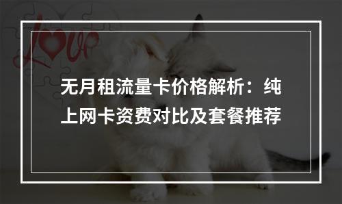 无月租流量卡价格解析：纯上网卡资费对比及套餐推荐