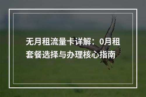 无月租流量卡详解：0月租套餐选择与办理核心指南