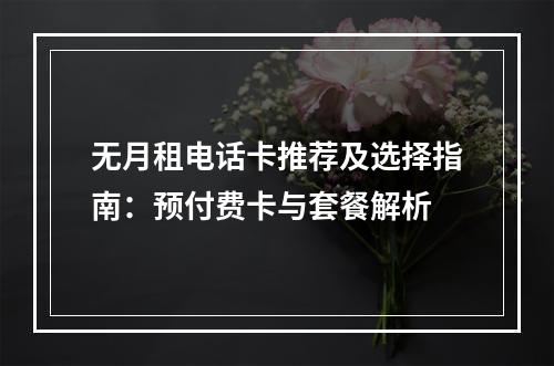无月租电话卡推荐及选择指南：预付费卡与套餐解析
