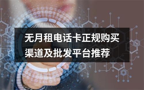 无月租电话卡正规购买渠道及批发平台推荐