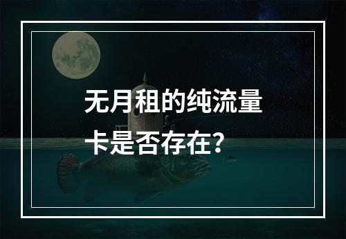 无月租的纯流量卡是否存在？