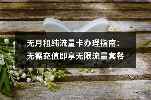 无月租纯流量卡办理指南：无需充值即享无限流量套餐