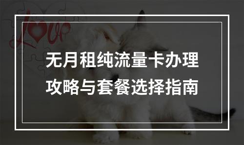 无月租纯流量卡办理攻略与套餐选择指南