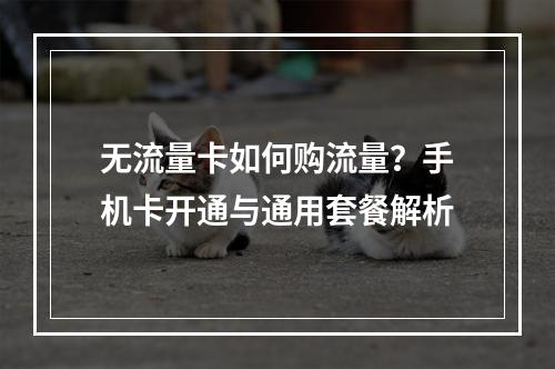 无流量卡如何购流量？手机卡开通与通用套餐解析