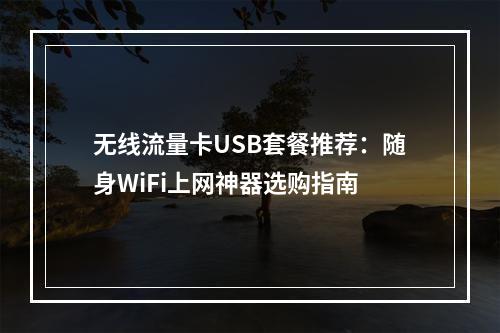 无线流量卡USB套餐推荐：随身WiFi上网神器选购指南