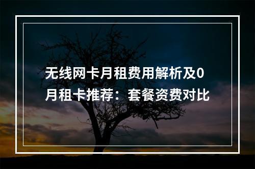 无线网卡月租费用解析及0月租卡推荐：套餐资费对比