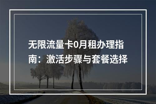 无限流量卡0月租办理指南：激活步骤与套餐选择