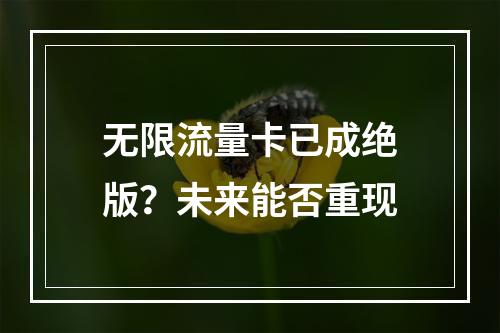 无限流量卡已成绝版？未来能否重现